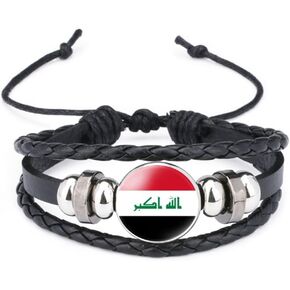 World Many National Flags Bangle Retro Alloy Leather Bracelet for National Flag Braided Rope Bracelet Bangle