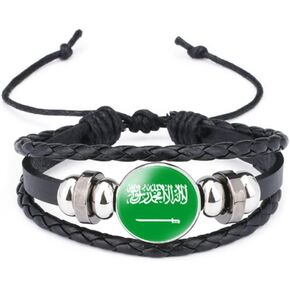 العالم العديد من الأعلام الوطنية الإسورة الرجعية سبائك الجلود سوار للعلم الوطني مضفر حبل سوار الإسورة in Saudi Arabia