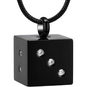 zeqingjw Dice Cremation Jewelry Inlay Zircon Urn Necklace for Ashes Memorial Urn Pendant for Loved Ones Keepsake Ashes Necklace