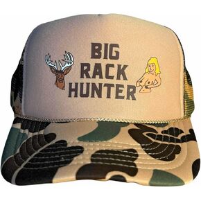 Snapback Trucker Hat for Men or Women, Vintage Fit with Funny Novelty Graphic, Custom Mesh Cap Camo Camouflage