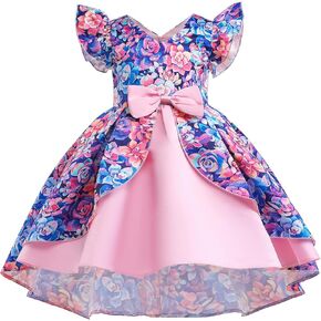 فستان Uhnice Flower Girl مزين بالورود مكشكش لحفلات الزفاف in Kuwait