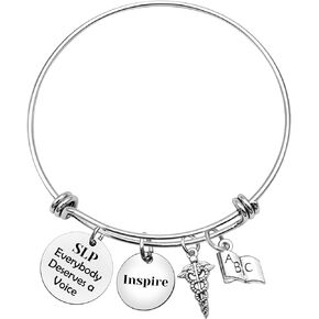 Xiahuyu Speech Therapist Gifts Speech Teacher Gifts Everybody Deserves A Voice Bangle Bracelet Speech Language Pathologist Gift Speech Therapy Gifts Speech Psychology Gifts Appreciation Gifts