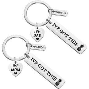 CENWA IVF Got This Mom/Dad Keychain Set Infertility Gift IVF IUI Gift Lucky Fertility Jewelry IVF Encouragement Gift