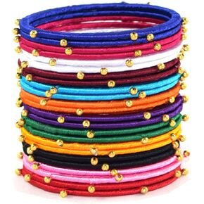 Festive Offer: Multicolor Silk Thread Handmade Bangles for Women with Gold Embellishments 24 Bangles Set