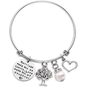 Stepdaughter Gifts Bangles Bracelets For Step Daughter From Stepmother Stepfather Family Bangle Bracelet Gift For Bonus Daughter in Law Teen Girls Women Jewelry