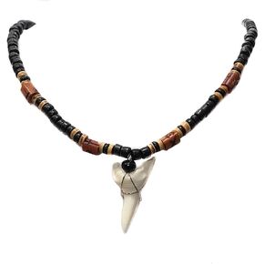 Genuine Mako Shark Tooth Necklace for Men Women Boy Girl Handmade Beads Surfer Jewelry GA398