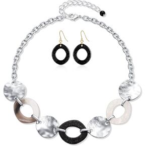 COORWEEL Colorful Acrylic Necklace Earrings Holiday Jewelry Set for Women Chain Necklace Drop Earrings Costome Jewelry Set Gifts