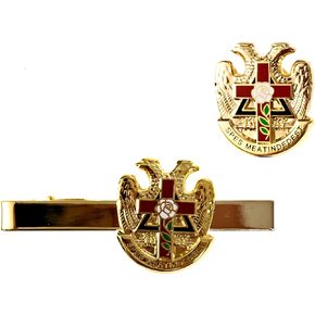 Rose Croix Cross 32nd Degree Scottish Rite Tie Bar Lapel Pin Masonic Combo Pack