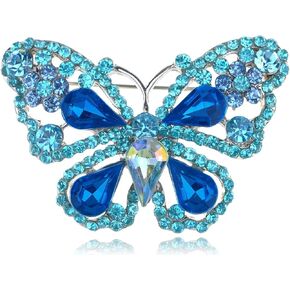 ALILANG Deep Aqua Blue Sapphire Crystal Rhinestone Fairytale Butterfly Insect Brooch Pin