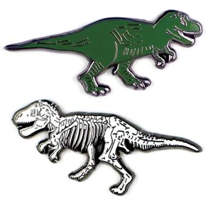 T. Rex and Fossil Enamel Pin Set - Strong Rubber Backing Clasps