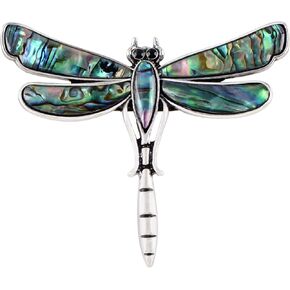 Alilang Dragonfly Brooch Retro Silver Tone Abalone Shell Versatile Brooch Pin Accessories