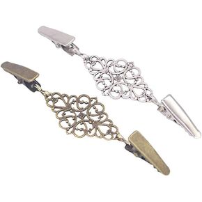 VIEEL 2 Pack Sweater Clips, Beaded Cardigan Clips, Stylish Pearl, Cardigan Collar Clip (Retro Gold and silver), 5.25"L x 1"W x .25"H in Saudi Arabia