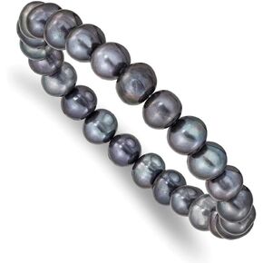 Sonia Jewels 8-9mm Freshwater Cultured Black Pearl Stretch Bracelet 7.5"