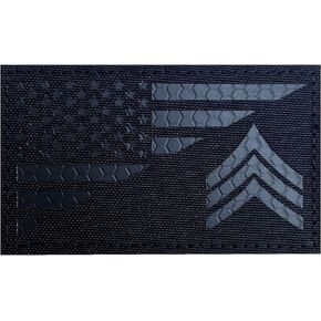 JUJUPUPS Infrared IR USA Flag U.S. Army Sergeant E-5 Stripe Army Uniform Chevron with Hook-Fastener Backing