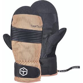 TaoTech Mittens Gathered Snowboard Gloves with Wrist Guard Men's Women's Ski Gloves with Protector Waterproof 5 Finger Inner