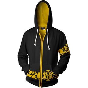 JRCRIN Adult Trafalgar Law Hoodie Cosplay Costume Figure Zip up Sweatshirt Coat Top Party Halloween Suit Women Men