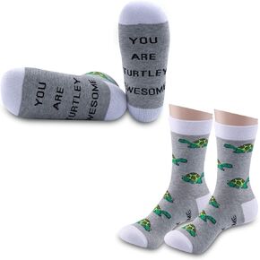 JXGZSO Green Turtle Socks You are Turtley Awesome Socks Sea Animal Lover Tortoise Gift ovelty Socks (Turtley Awesome)
