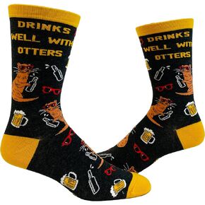Crazy Dog T-Shirts Men's Drinks Well With Otters Socks Funny Beer Party Novelty Drinking Footwear