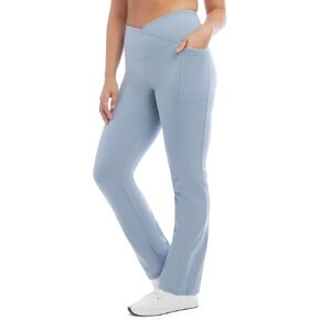 Danskin Women's Studio Cross Waist Flare Yoga Pant, Nebula