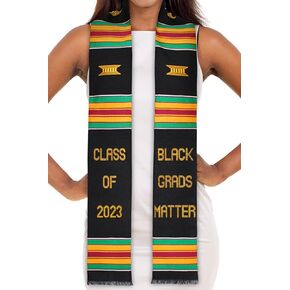 Black Grads Matter 2024 Authentic Handwoven Kente Cloth Graduation Stole