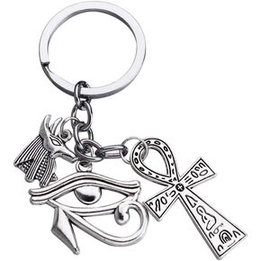 Amosfun Backpack Keychain Eye of Keychain Ankh Cross Keychain Anubis Ancient Egyptian Jewelry Symbol of Pendant Ornaments Family Friends Gift Backpack Tote