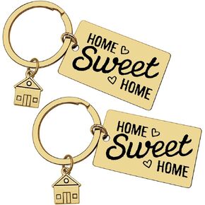 2Pcs New Home Keychain Set Housewarming Gift for Couple Friends New Homeowner Jewelry Gift Congratulation Moving in Gift New House Jewelry Gift Real Estate Agent Gifts for Client Family Keychain Gift