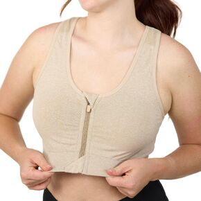 Coobie Women's Front Zipper Sports Bra - Seamless Zip Front Post Surgery Bra Active Yoga Sports Bras