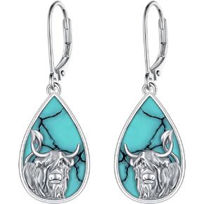 Western Highland Cow Earrings 925 Sterling Silver Cow Earrings Cow Jewelry Gifts for Women Girls