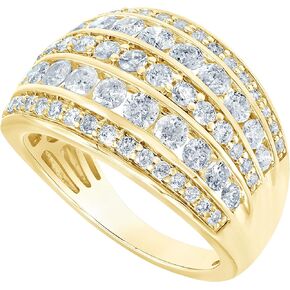 La4ve Diamonds Wedding Party Wear 2.00 Carat Round-cut Diamond Multi-Row Wedding Band in 14K White or Yellow Gold | Jewelry for Women Girls | Gift Box Included