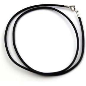 LynnAround Leather Necklace, Sterling Silver Clasp, 2mm 3mm Round Genuine Black Leather Cord Chain 16"-24" Rope Necklace