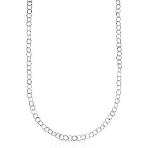Verona Jewelers Sterling Silver Hammered Circle Link Chain Necklace and Bracelet, Flat Circle Link Necklace, Flat Necklace, Made In Italy