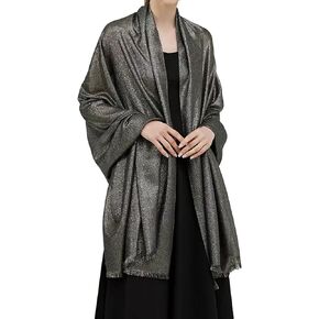 TZ Promise Women's Extra Large Wedding Evening Shawl Wrap Glitter Sparkle Metallic Party Dresses Scarf w/Eyelash Fringe