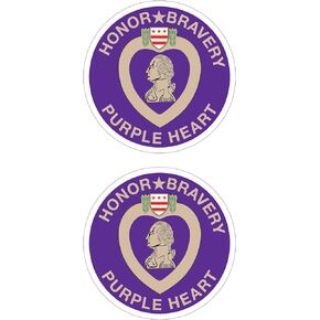Purple Heart 3.5 Round Decals 4.5 Inch 2-Pack