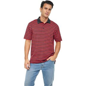 Men's Golf Polo Shirt • Moisture Wicking • Dry Fit • UV Sun Protection UPF 50+ • Short Sleeve Striped Performance Shirt