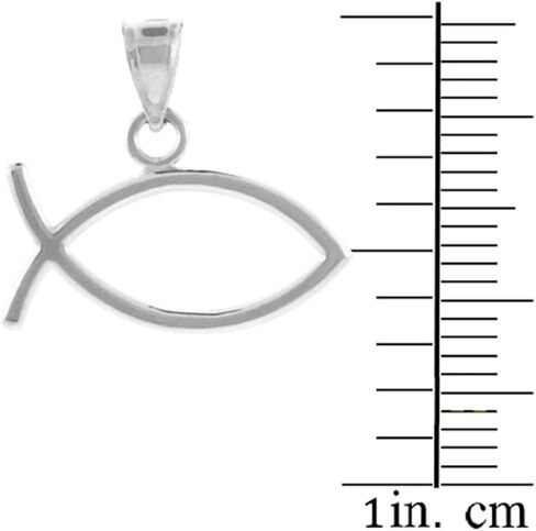 925 Sterling Silver Horizontal Ichthus Charm Christian Fish Pendant in Saudi Arabia