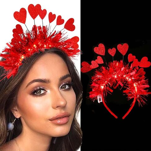 Aceorna تضيء هالو Headbands بريق القلب نجوم هالو التيجان Led متوهجة الشعر هوب مضيئة زي خوذة للنساء in Kuwait