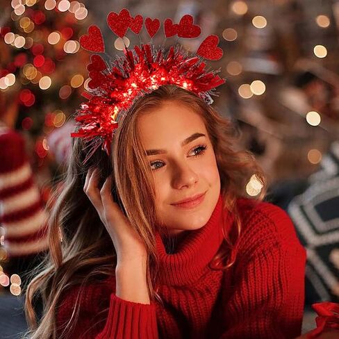 Aceorna تضيء هالو Headbands بريق القلب نجوم هالو التيجان Led متوهجة الشعر هوب مضيئة زي خوذة للنساء in Kuwait