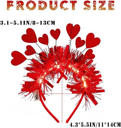 Aceorna تضيء هالو Headbands بريق القلب نجوم هالو التيجان Led متوهجة الشعر هوب مضيئة زي خوذة للنساء in Kuwait