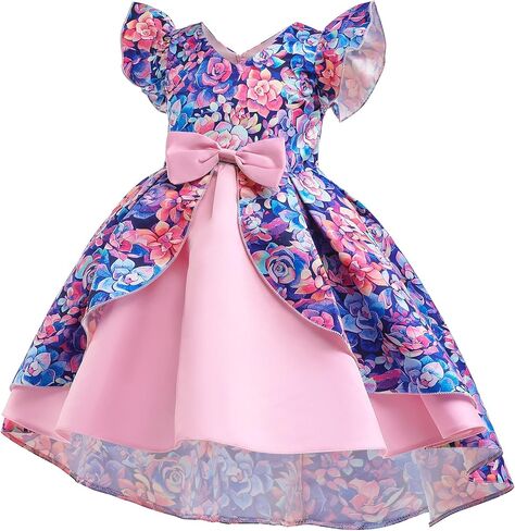 فستان Uhnice Flower Girl مزين بالورود مكشكش لحفلات الزفاف in Kuwait