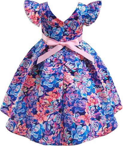 فستان Uhnice Flower Girl مزين بالورود مكشكش لحفلات الزفاف in Kuwait