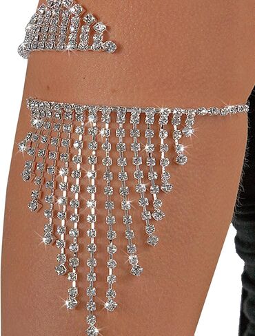 Leivkatuy حجر الراين الذراع العلوي سوار كريستال شرابة مفتوحة الذراع سلسلة الإسورة قابل للتعديل أساور حجر الراين الزفاف الزفاف الذراع سلسلة الإسورة مجوهرات للنساء in Kuwait