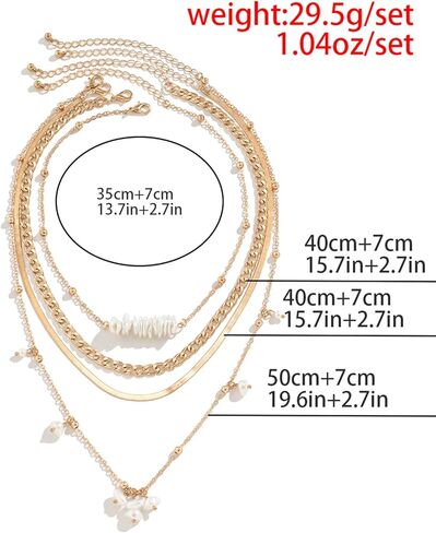 COSTWAY مجموعة طبقات الذهب القلائد للنساء قابل للتعديل طبقات سلسلة مطلية بالذهب القلائد مجموعة للفتيات الموضة العصرية قلادة مجوهرات عيد الحب in Kuwait