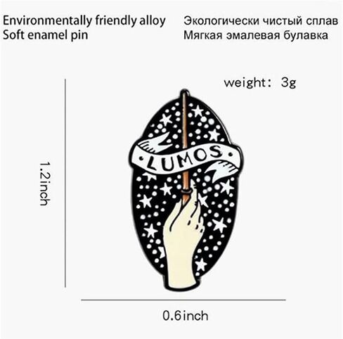 تعويذات سحرية لوموس المينا بروش دبابيس تعويذات سحرية سوداء عصا جميلة مرصعة بالنجوم السماء هالوين السحر الساحرات دبابيس مجوهرات لحقائب الكتب طية صدر السترة دبوس in Kuwait