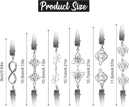 6pcs Vintage Cardigan Clips to Hold Sweater Together, 6 Styles Dress Clips Back Cinch Alloy Waist Cincher Clasp for Shawl Cloak Scarf Shirt Women Clothing Accessories (Sliver) in Saudi Arabia