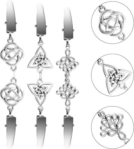 6pcs Vintage Cardigan Clips to Hold Sweater Together, 6 Styles Dress Clips Back Cinch Alloy Waist Cincher Clasp for Shawl Cloak Scarf Shirt Women Clothing Accessories (Sliver) in Saudi Arabia