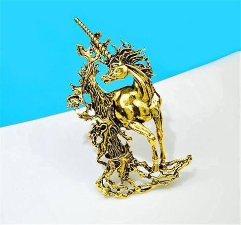 خمر كبيرة الذهب يونيكورن دبابيس للنساء الرجال الجمال الجنية الحصان بروش التلبيب شارة بدبوس ل بدلة معطف سترة قميص in Kuwait
