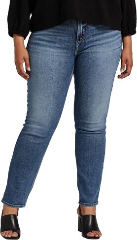 Silver Jeans Co. Women's Plus Size Most Wanted Mid Rise Straight Leg Jeans in Saudi Arabia
