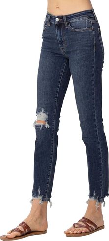 Judy Blue Women's Mid-Rise Chopped Hem Relaxed Fit Jeans in Saudi Arabia