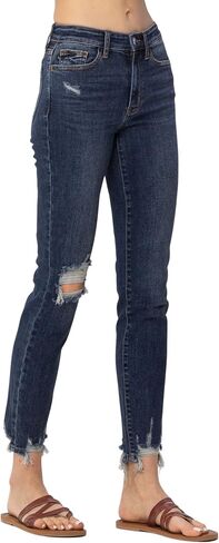 Judy Blue Women's Mid-Rise Chopped Hem Relaxed Fit Jeans in Saudi Arabia