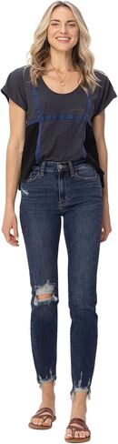 Judy Blue Women's Mid-Rise Chopped Hem Relaxed Fit Jeans in Saudi Arabia
